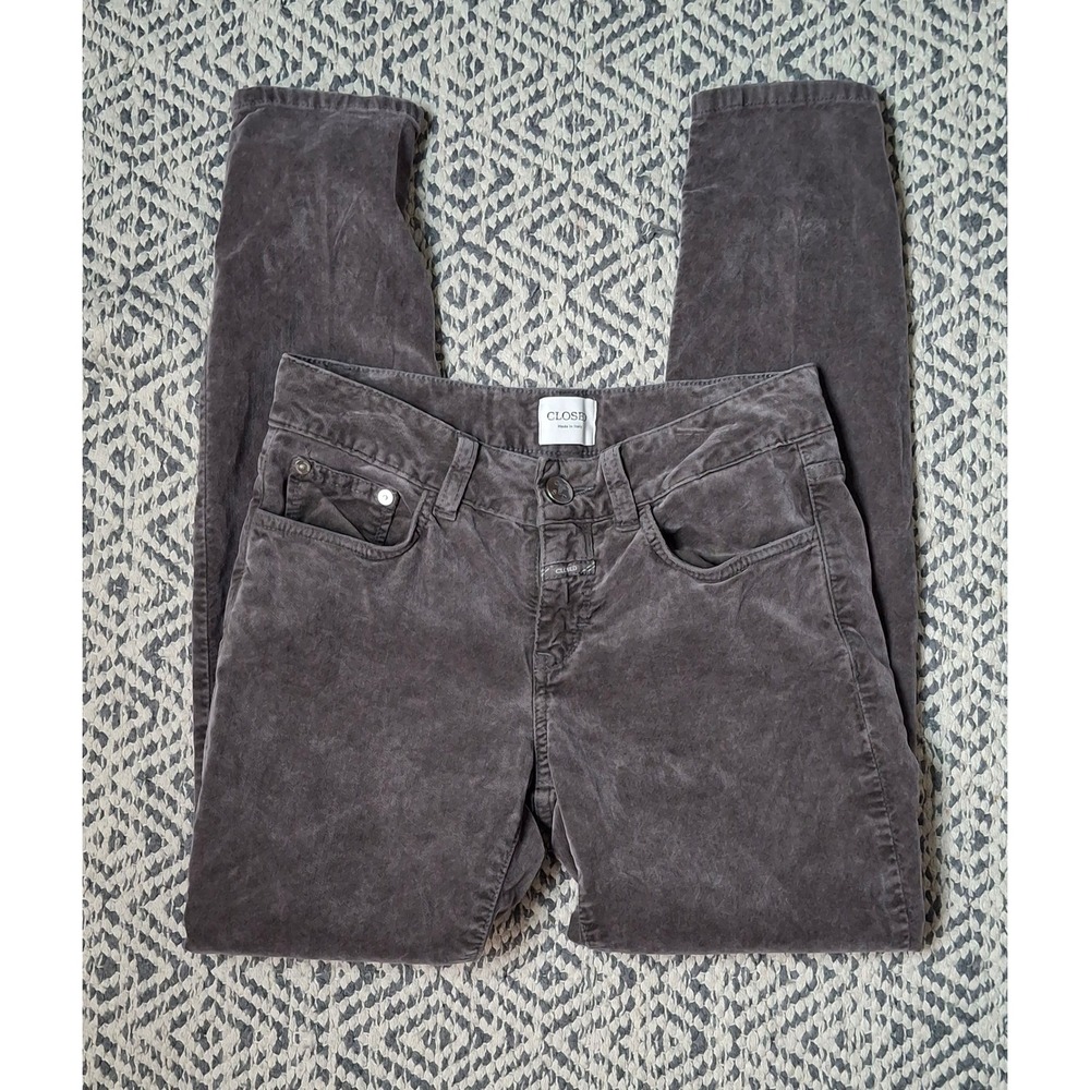 Closed Grey Corduroy Slim Fit Pants Made in Italy Size 24 C22833-39L-14